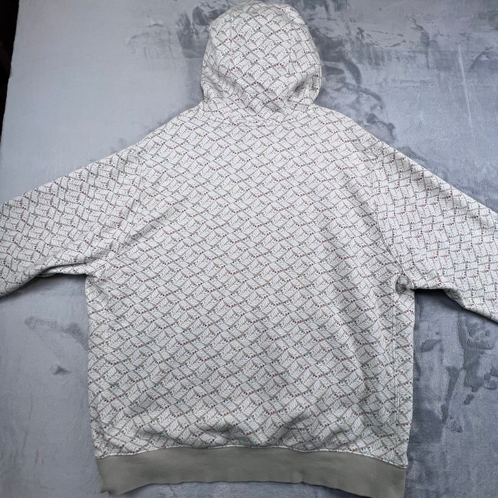 Nike Hoodie Mens XL Tan All Over Print Polka Dot Logo Pullover Sweatshirt - Picture 10 of 11